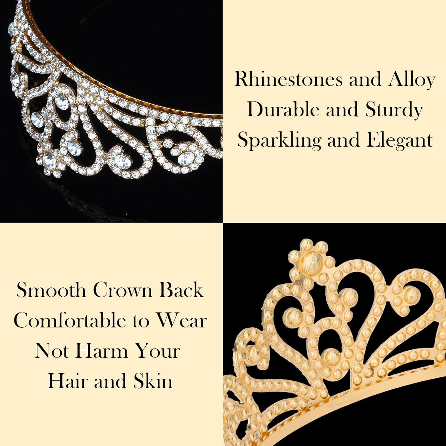 Tiaras and Crowns for Women Girls Birthday Queen Tiara Rhinestone Crowns with Combs Princess Fairy Tiara Aurora Crystal Crown Royal Wedding Crown for Bride Bridal Prom Hair Accessory for Women (Gold)