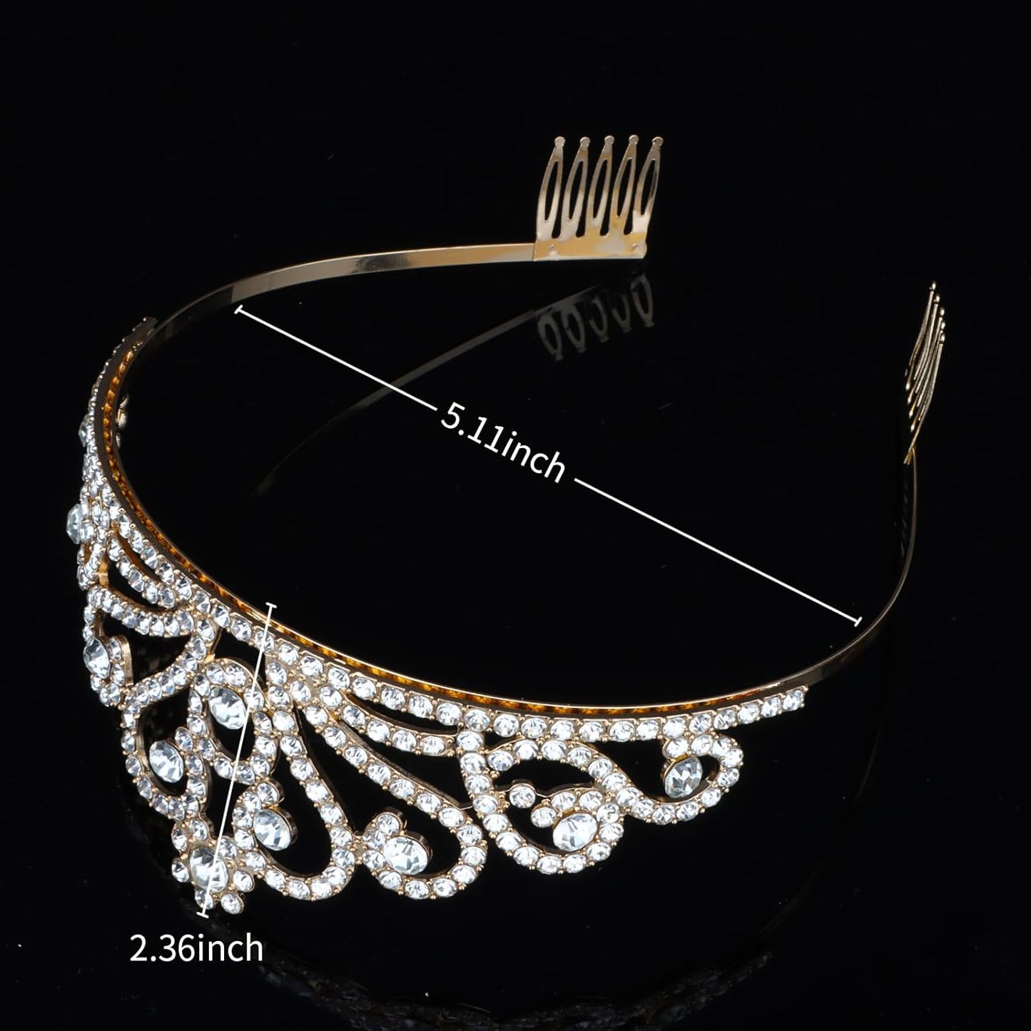 Tiaras and Crowns for Women Girls Birthday Queen Tiara Rhinestone Crowns with Combs Princess Fairy Tiara Aurora Crystal Crown Royal Wedding Crown for Bride Bridal Prom Hair Accessory for Women (Gold)