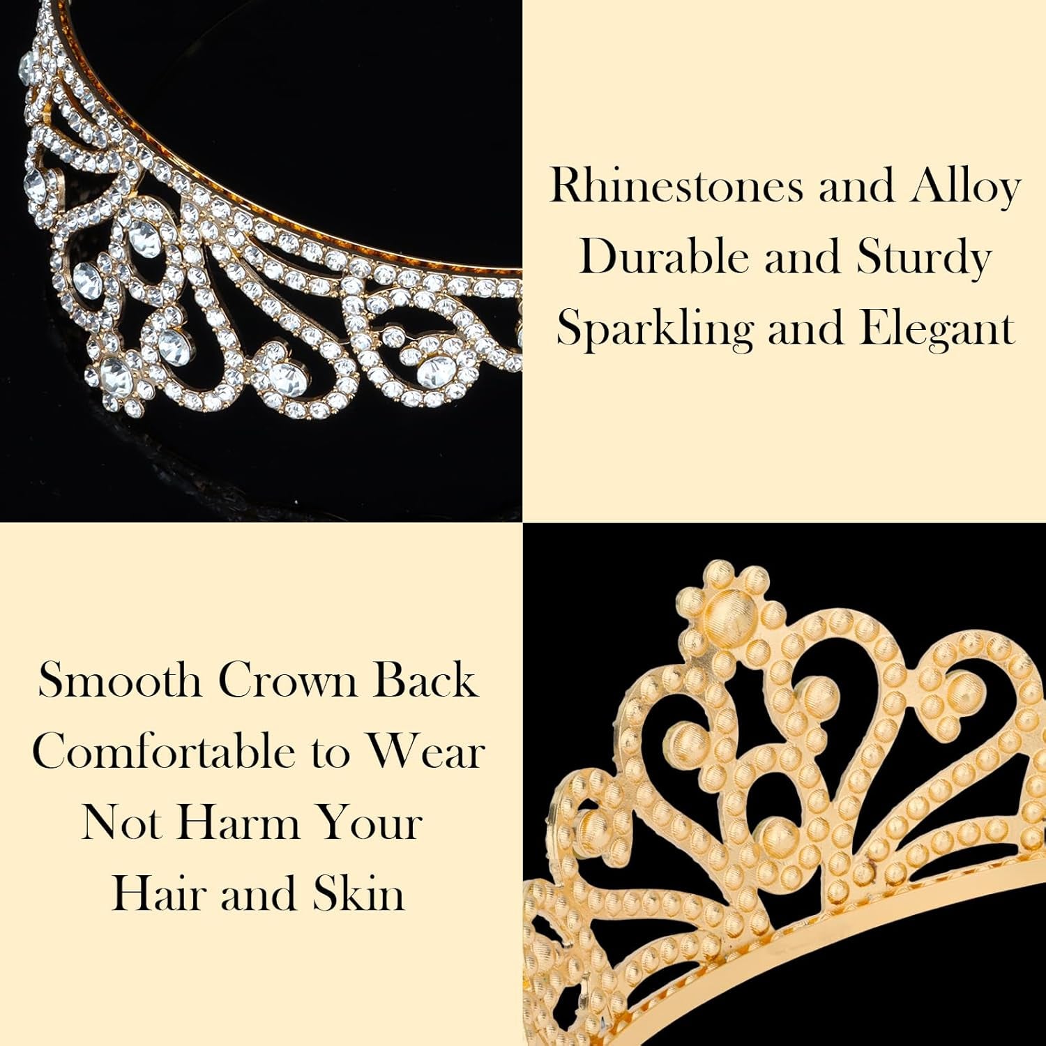 Tiaras and Crowns for Women Girls Birthday Queen Tiara Rhinestone Crowns with Combs Princess Fairy Tiara Aurora Crystal Crown Royal Wedding Crown for Bride Bridal Prom Hair Accessory for Women (Gold)