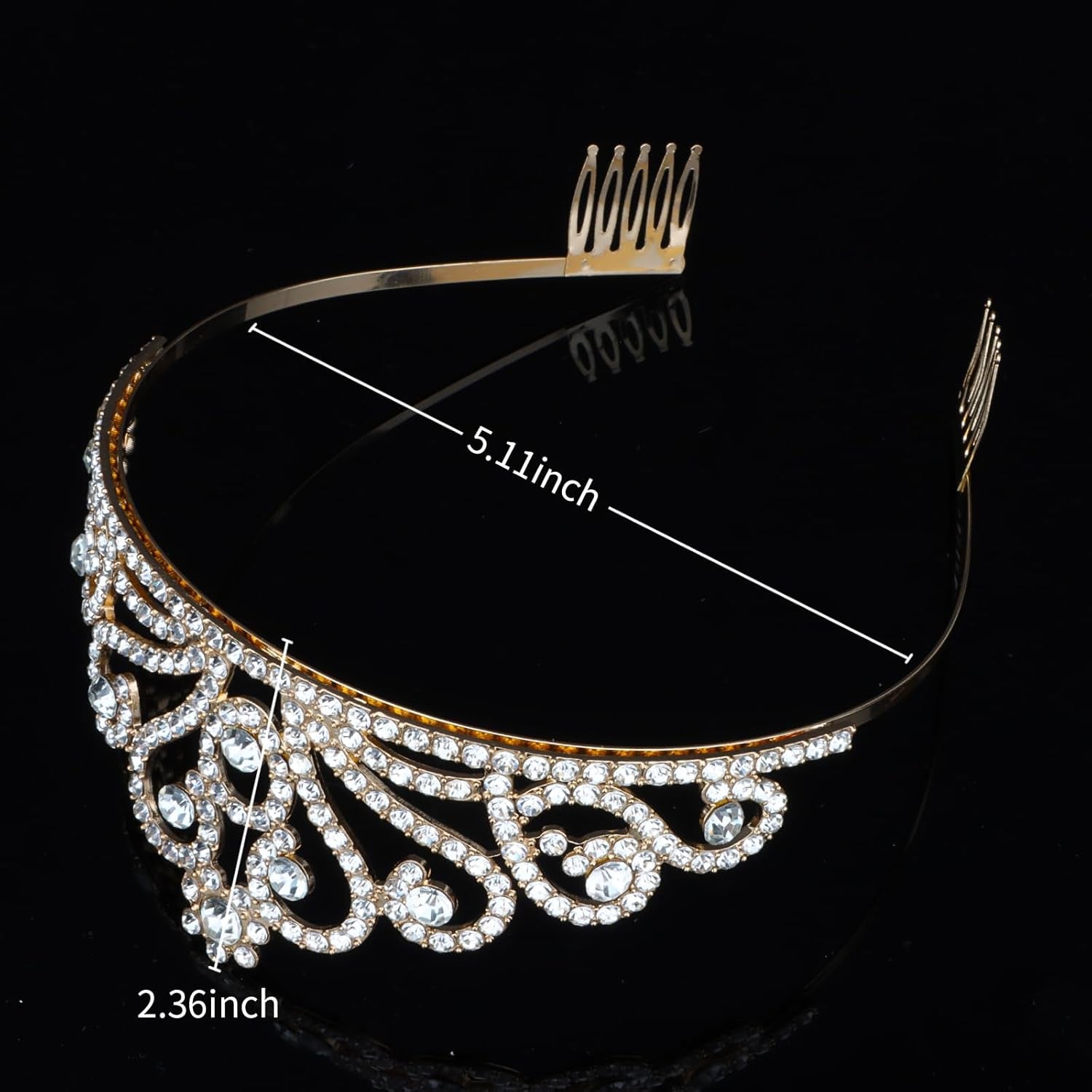 Tiaras and Crowns for Women Girls Birthday Queen Tiara Rhinestone Crowns with Combs Princess Fairy Tiara Aurora Crystal Crown Royal Wedding Crown for Bride Bridal Prom Hair Accessory for Women (Gold)